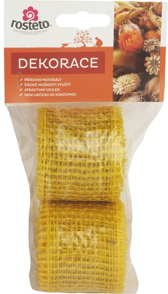 Jutová stuha Rosteto 4 cm x 3 m - žlutá (2 ks)