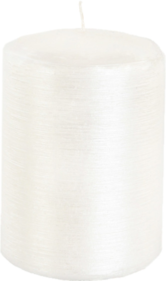 Svíčka válec Kontury drátkovaný motiv 70x100 mm - metalická bílá