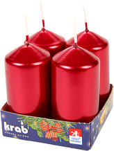 Svíčka adventní válec 60x80 mm - metalická bordó (4ks)