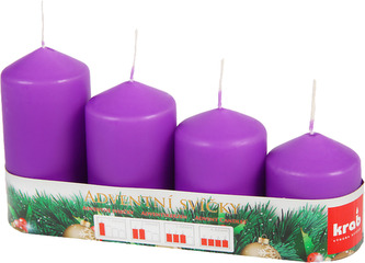 Svíčka adventní schody 50x60/75/90/105 mm - fialová (4ks)