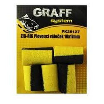 Graff: Zig-Rig Plovoucí váleček 10x17mm Černá/Žlutá 5ks