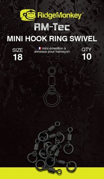 RIDGEMONKEY: Obratlík RM-Tec Mini Hook Ring Swivel 10ks