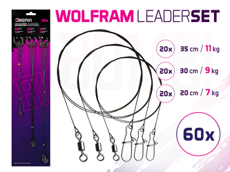 Set wolfrámových lanek BOMB! S obratl. a karabínkou - 60x /20,30,35cm/7,9,11kg
