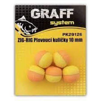 Graff: Zig-RigPlovoucí kulička 10mm Žluto-oranžová 5ks