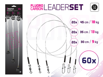 Set flurokarb. lanek BOMB! S obratl. a karabínkou - 60x /30,35,45cm/9,13,18kg