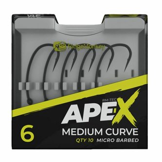 RIDGEMONKEY: Háček Ape-X Medium Curve Barbed Velikost 6 10ks