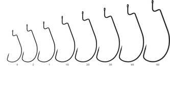 Offsetový háček Wide worm s očkem, velikost 5/0, black nickel, 10 ks/bal