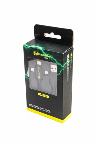 RIDGEMONKEY: Napájecí kabel Vault USB-A to Multi Out Cable 1m