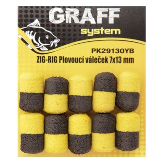 Graff: Zig-Rig Plovoucí váleček 7x13mm Černá/Žlutá 10ks
