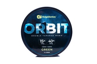 RIDGEMONKEY: Vlasec RM-Tec Orbit Double Tapered Mono 0,33-0,60mm 15-40lb 3x300m Green