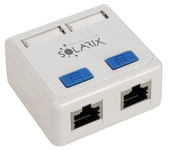 Zásuvka Solarix CAT5E STP 2 x RJ45 na omítku bílá