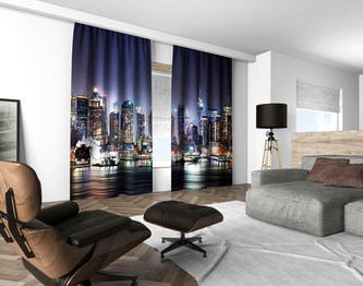 3D dekorační závěs 111V BLUE NIGHT CITY 2x160x250 cm set 2 kusy MyBestHome