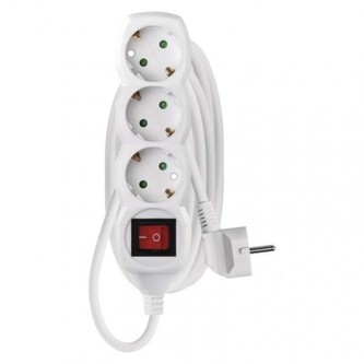 Prodlužovací kabel 3 m / 3 zásuvky / s vypínačem / bílý / PVC / 1,5 mm2 Prodlužovací kabel 3 m / 3 zásuvky / s vypínačem / bílý / PVC / 1,5 mm2