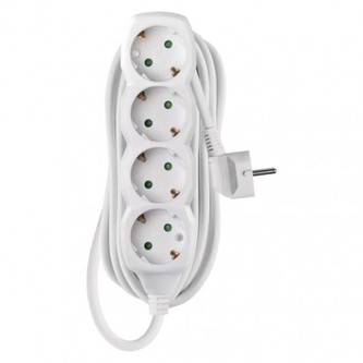 Prodlužovací kabel 5 m / 4 zásuvky / bílý / PVC / 1,5 mm2 Prodlužovací kabel 5 m / 4 zásuvky / bílý / PVC / 1,5 mm2