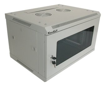 XtendLan 6U/600x450,na zeď, jednodílný, skleněné dveře, slonovina-šedý XtendLan 6U/600x450,na zeď, jednodílný, skleněné dveře, slonovina-šedý