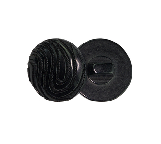 Knoflík - černý se vzorem vlnek - prům. 15 mm