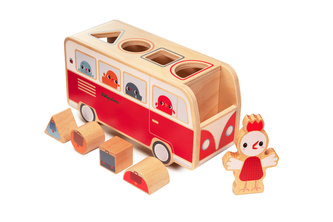 Lilliputiens - dřevěný vkládací autobus se slepičkou Paulette Lilliputiens - dřevěný vkládací autobus se slepičkou Paulette