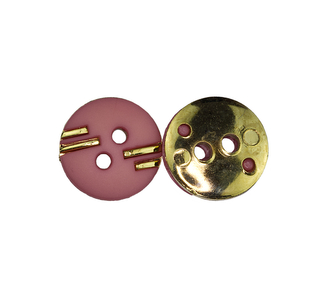 Knoflík - růžový se zlatým zdobením - prům. 12 mm