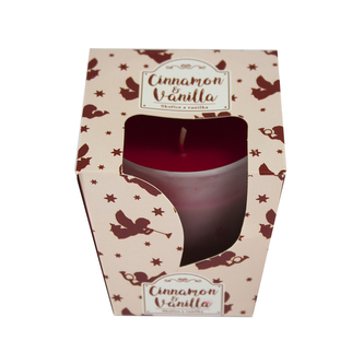 kónická vonná svíčka v matném skle, 100 g, Skořice a vanilka