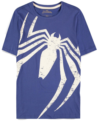 Pánské oversize tričko Marvel|Spiderman: Acid Wash (S) modrá bavlna