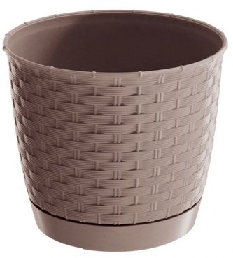 Květináč 300 mm mocca RATOLLA ROUND imitace pleteného ratanu