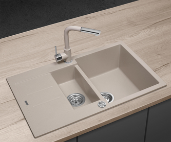 DG205C60be Dřez granitový s vaničkou a odkapem Cubis BÉŽOVÝ