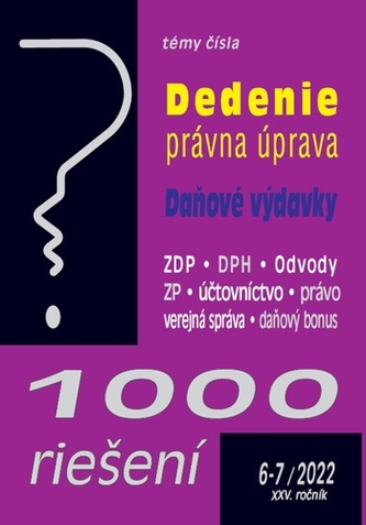 1000 riešení 6-7/2022 – Dedičské právo, Daňové výdavky