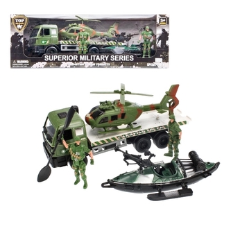 Odtahovka vojenská s vrtulníkem a člunem