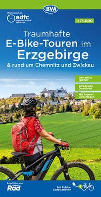 ADFC Traumhafte E-Bike-Touren im Erzgebirge mit Tourenvorschlägen, 1:75.000, wetterfest, reißfest, GPS-Tracks Download