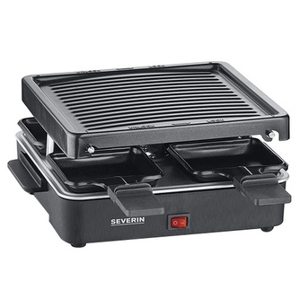 Raclette gril Severin, RG 2370, kompaktní raclette gril, 4 pánvičky, vroubkovaný nepřilnavý povrch, 600 W