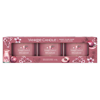 Sada votivní svíček Yankee Candle, Sladké švestkové saké, 3 x 37 g