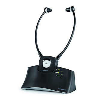 TV sluchátka Meliconi, 497316, digitální, bezdrátová, pro všechny TV, digitální signál 2,4 GHz, autonomie 4 + 4 H, oblouk, 2 lithiové polymerové baterie