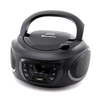 Přehrávač Roadstar, CDR-375D+/BK, přenosný, CD-R/RW, autostop, digitální tuner DAB+, DAB, FM, USB, AUX IN, teleskopická anténa, výstup na sluchátka, síť