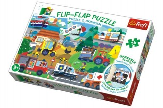 Puzzle s otevíracími okénky - Dopravní prostředky 36 dílků v krabici 33x23x6cm