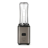 Smoothie mixér Black+Decker, BXJBA350E, spouštění stiskem tlačítka, 2 přenosné láhve, 4 nerezové nože, gumové nohy, nerezové tělo, 350 W