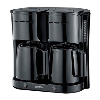 Kávovar Severin, KA 5829, 2v1 kávovar a čajovar, 2 x 8 šálků, 2 termokonvice, vodoznak, 2 samostatné systémy ohřevu, 2 spínače, 2 x výkyvné filtry 1 x 4, 2 x 1000 W