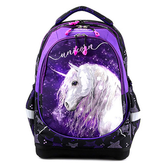 Studentský batoh Target, Fialovo/černý, jednorožec