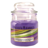 Svíčka ve skleněné dóze Price´s Candles, Levandule a citrónová tráva, 100 g
