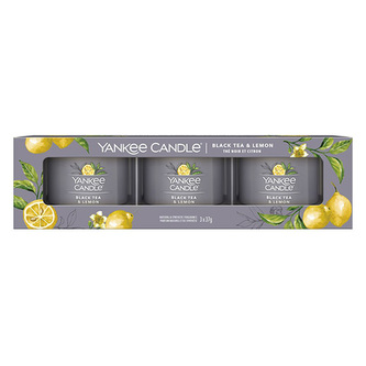 Sada votivní svíček Yankee Candle, Černý čaj s citrónem, 3 x 37 g