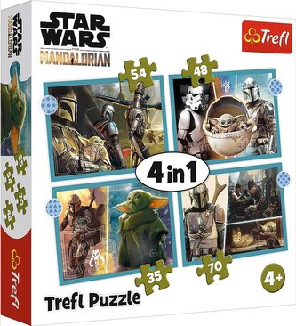 Puzzle 4v1 Mandalorian/Star Wars 28,5x20,5cm v krabici 28x28x6cm