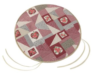 Sedák EMA kulatý hladký - patchwork bordový - průměr 40 cm, výška puru 2 cm Sedák EMA kulatý hladký - patchwork bordový - průměr 40 cm, výška puru 2 cm