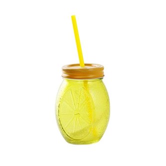 SKLENICE S VÍČKEM A BRČKEM "CITRÓN" MASON 450ML SKLENICE S VÍČKEM A BRČKEM "CITRÓN" MASON 450ML