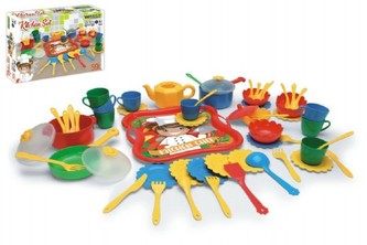 Kuchyňský set nádobí 59ks plast v krabici 59,5x40cm 12m+