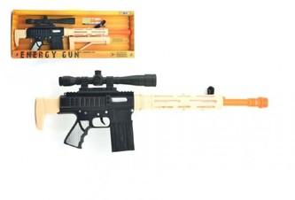 Samopal se zaměřovačem plast 57cm na baterie se zvukem se světlem v krabici