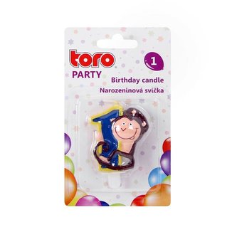 SVÍČKA DORTOVÁ, ČÍSLICE 1 "OPIČKA", 5X4X1,3CM