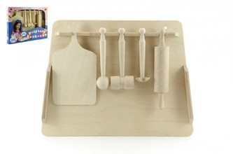 Kuchyňské nádobí prkénko, váleček, palička dřevo v krabici 40x30x4,5cm