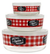 MISKA SKLENĚNÁ 3KS S VÍČKEM HOME SWEET 12/15/18 CM