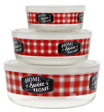 MISKA SKLENĚNÁ 3KS S VÍČKEM HOME SWEET 12/15/18 CM