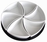 Sada misek &quot;VĚTRNÍK&quot;, 6 ks, keramika, dřevěný podnos