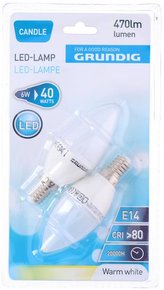 ŽÁROVKA LED SVÍČKA 2KS 6W,E14,3000K TEPLÁ BÍLÁ